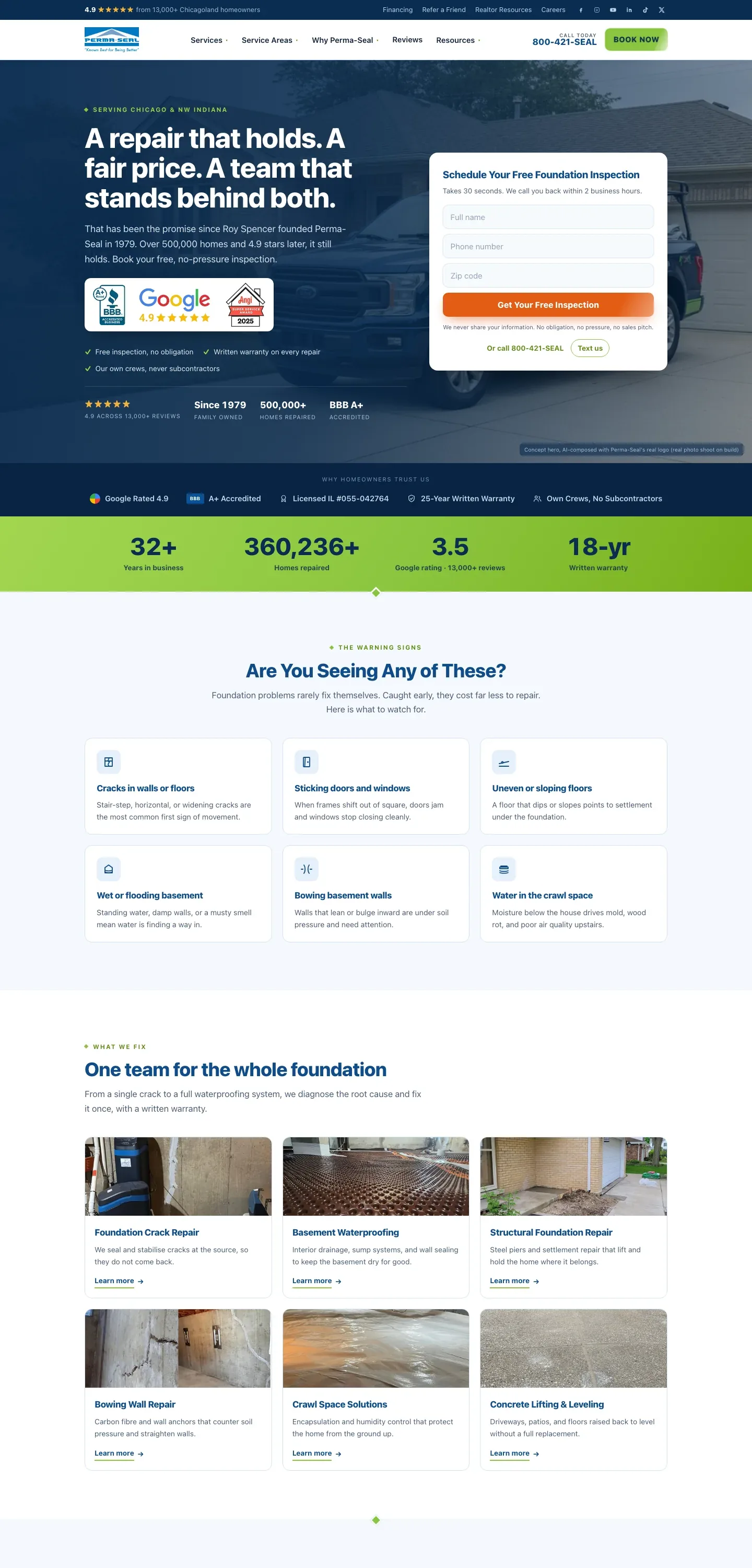 Perma-Seal website after the GroundTrust redesign, full page