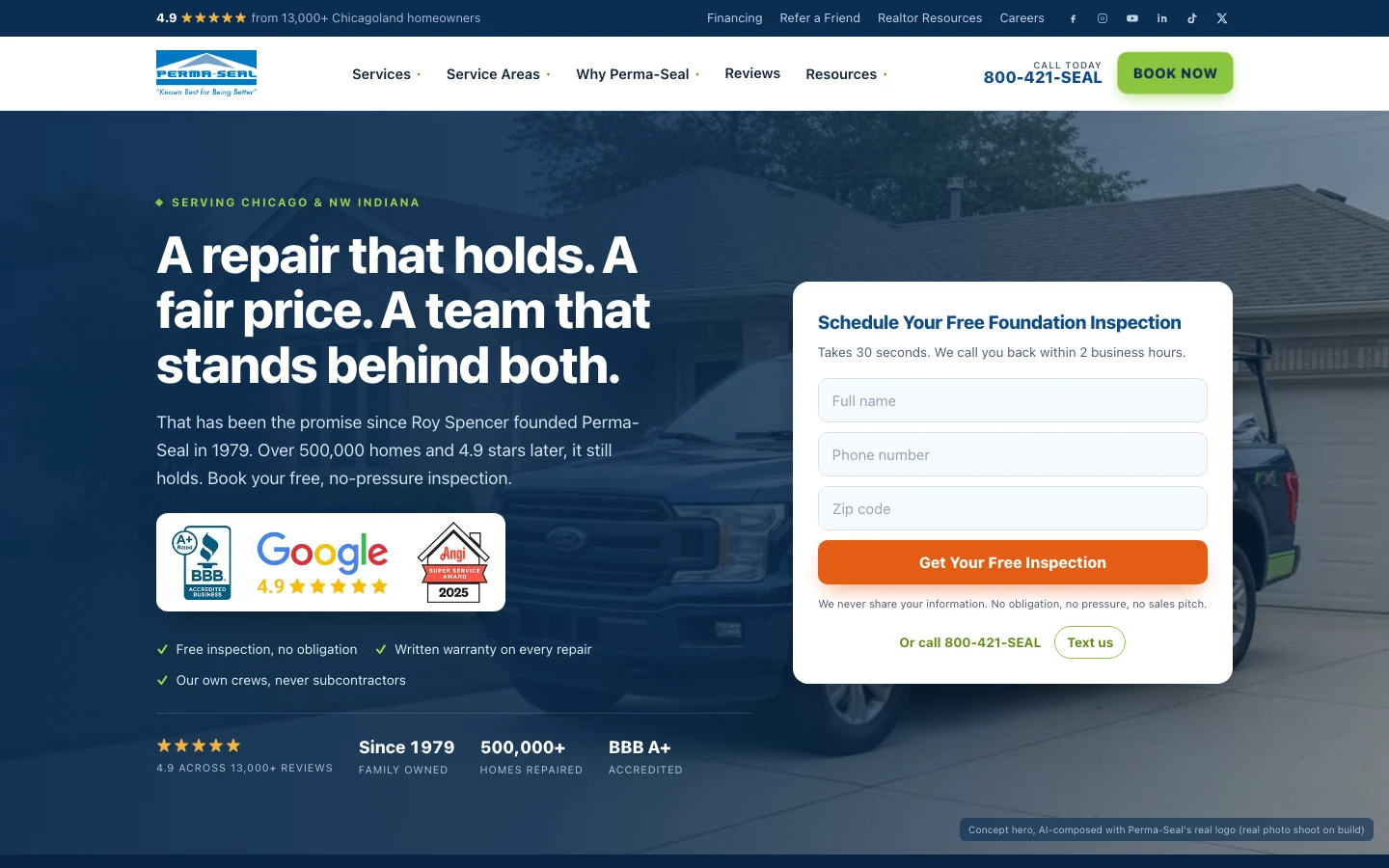 Perma-Seal website after the GroundTrust redesign