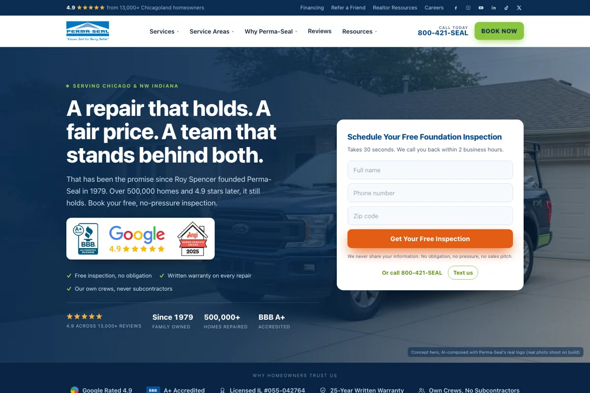 Perma-Seal foundation website by GroundTrust